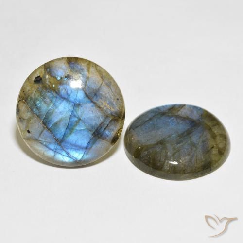 Gemme di Labradorite Multicolore naturale da 60.73 ct, Rotondo, Traslucido