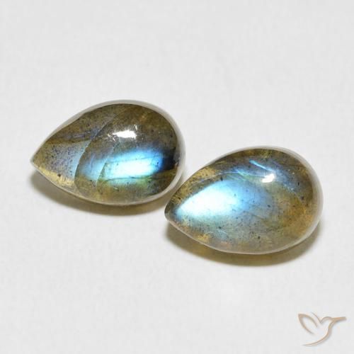 5.22ctw Naturale Multicolore Labradorite, Forma a pera, Traslucido