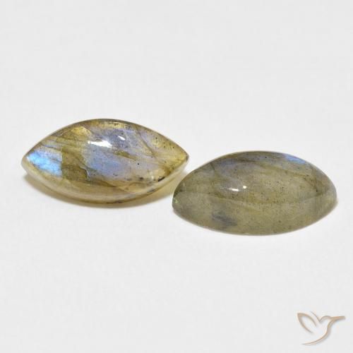 Gemme di Labradorite Multicolore naturale da 4.70 ct, Taglio marquise, Traslucido