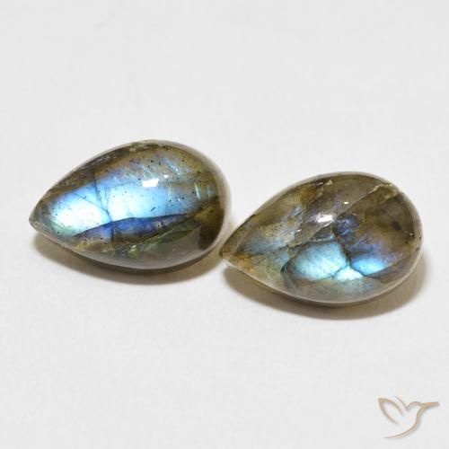 7.50ctw Naturale Multicolore Labradorite, Forma a pera, Traslucido