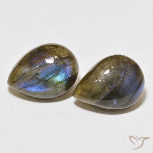 19.45ctw Naturale Multicolore Labradorite, Forma a pera, Traslucido