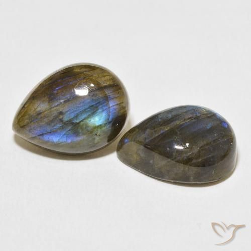 Gemme di Labradorite Multicolore naturale da 19.45 ct, Forma a pera, Traslucido