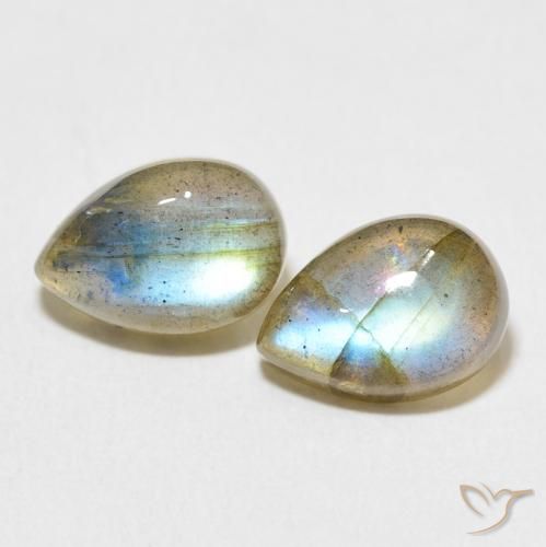 5.00ctw Naturale Multicolore Labradorite, Forma a pera, Traslucido