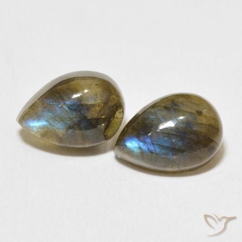 5.03ctw Naturale Multicolore Labradorite, Forma a pera, Traslucido