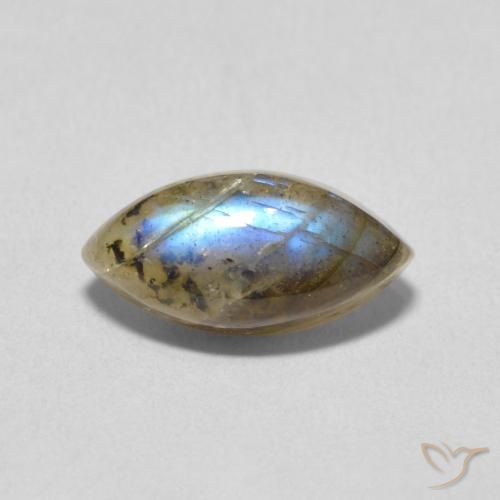 2.46ct Naturale Multicolore Labradorite, Taglio marquise, Traslucido