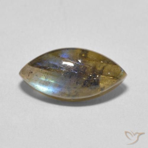 3.55ct Naturale Multicolore Labradorite, Taglio marquise, Traslucido