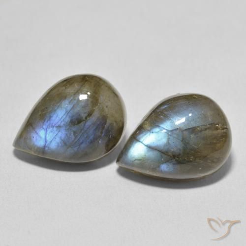 19.10ctw Naturale Multicolore Labradorite, Forma a pera, Traslucido
