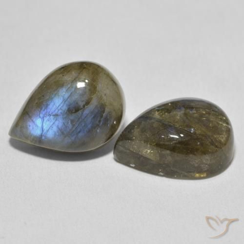 Gemme di Labradorite Multicolore naturale da 19.10 ct, Forma a pera, Traslucido
