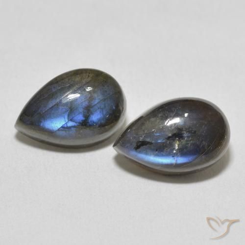 8.10ctw Naturale Multicolore Labradorite, Forma a pera, Traslucido