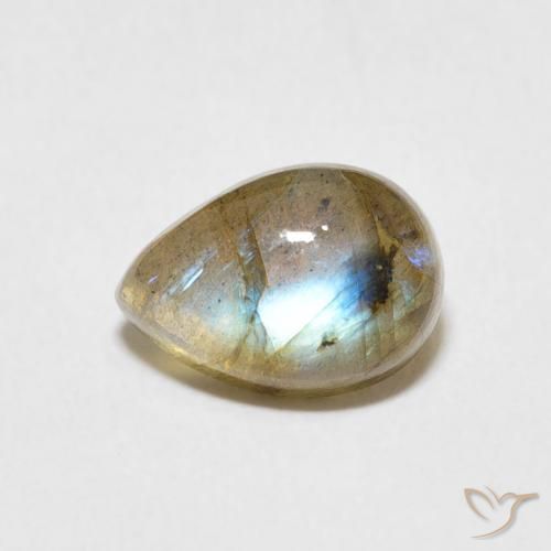 2.45ct Naturale Multicolore Labradorite, Forma a pera, Traslucido