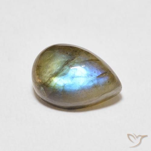 2.74ct Naturale Multicolore Labradorite, Forma a pera, Traslucido