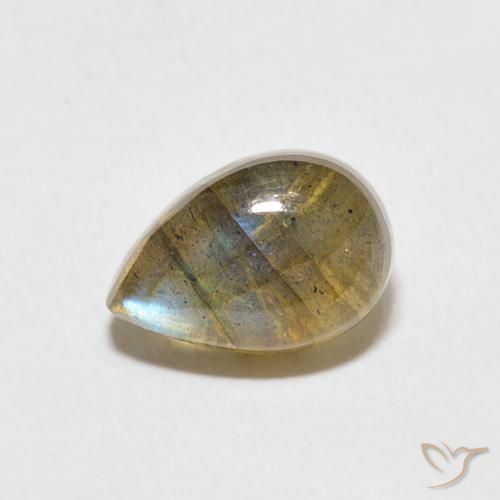2.43ct Naturale Multicolore Labradorite, Forma a pera, Traslucido