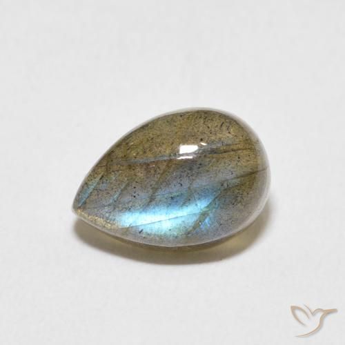 2.78ct Naturale Multicolore Labradorite, Forma a pera, Traslucido