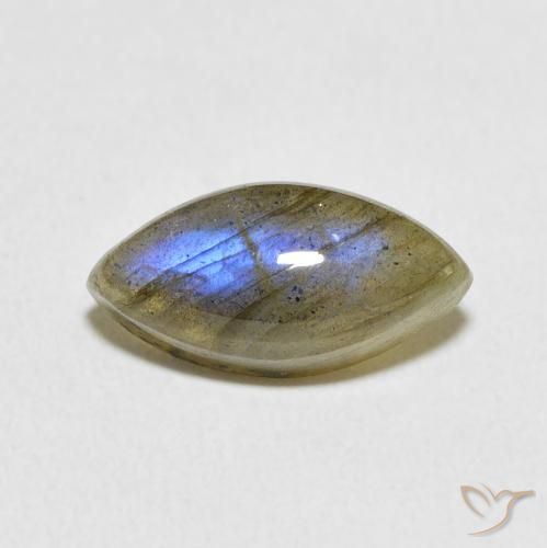 3.69ct Naturale Multicolore Labradorite, Taglio marquise, Traslucido