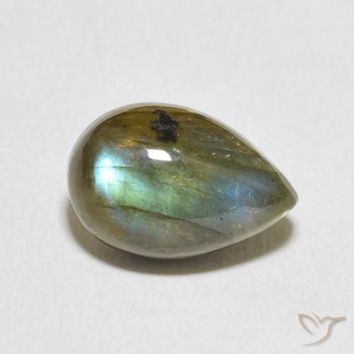 4.03ct Naturale Multicolore Labradorite, Forma a pera, Traslucido