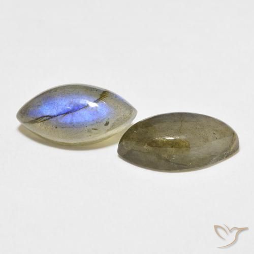Gemme di Labradorite Multicolore naturale da 7.38 ct, Taglio marquise, Traslucido