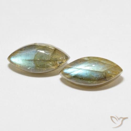 Gemme di Labradorite Multicolore naturale da 7.06 ct, Taglio marquise, Traslucido