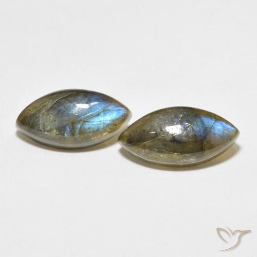6.59ctw Naturale Multicolore Labradorite, Taglio marquise, Traslucido