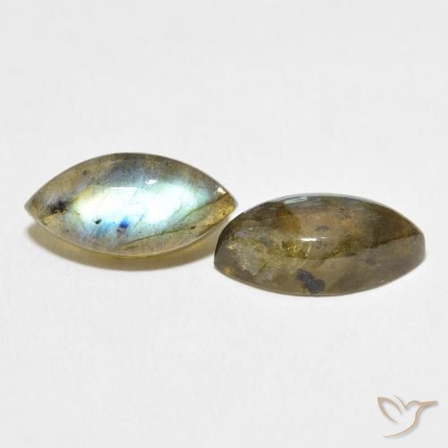 Gemme di Labradorite Multicolore naturale da 7.57 ct, Taglio marquise, Traslucido