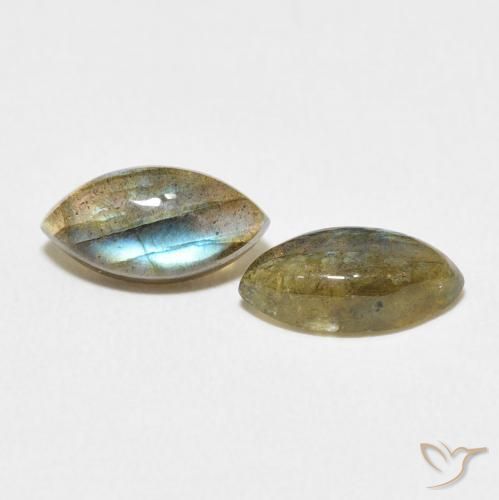 Gemme di Labradorite Multicolore naturale da 2.56 ct, Taglio marquise, Traslucido