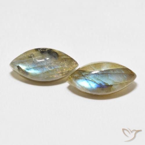 7.70ctw Naturale Multicolore Labradorite, Taglio marquise, Traslucido
