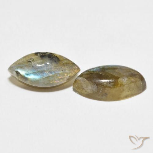 Gemme di Labradorite Multicolore naturale da 7.70 ct, Taglio marquise, Traslucido