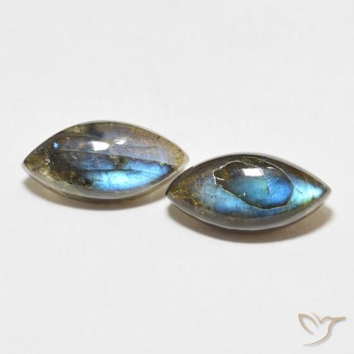 7.04ctw Naturale Multicolore Labradorite, Taglio marquise, Traslucido