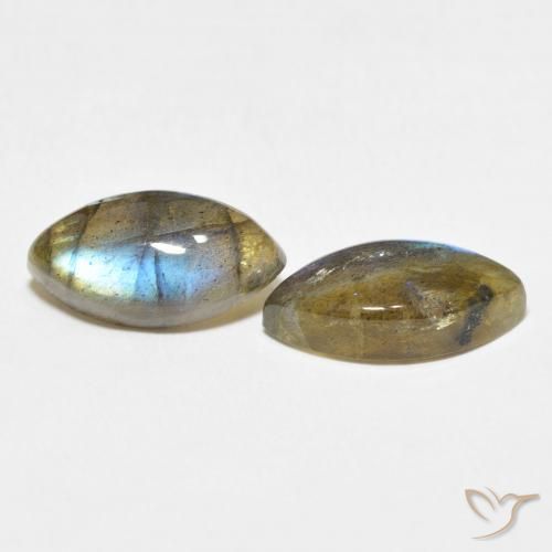 Gemme di Labradorite Multicolore naturale da 6.97 ct, Taglio marquise, Traslucido