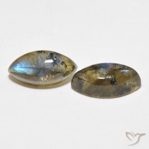 Gemme di Labradorite Multicolore naturale da 7.74 ct, Taglio marquise, Traslucido