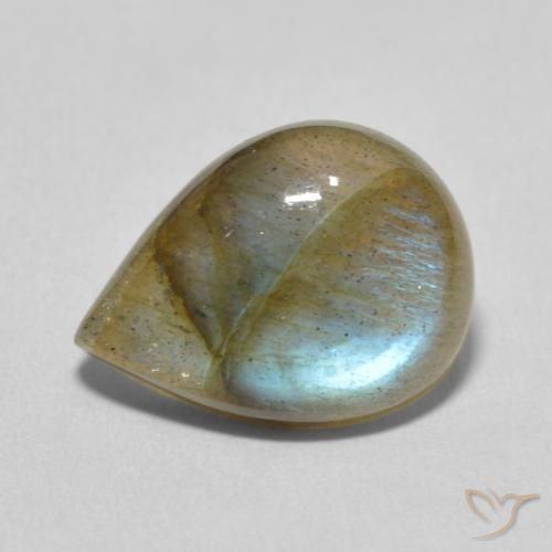 7.21ct Naturale Multicolore Labradorite, Forma a pera, Traslucido