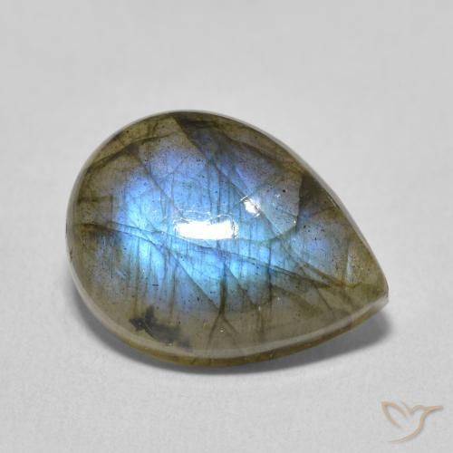 8.49ct Naturale Multicolore Labradorite, Forma a pera, Traslucido