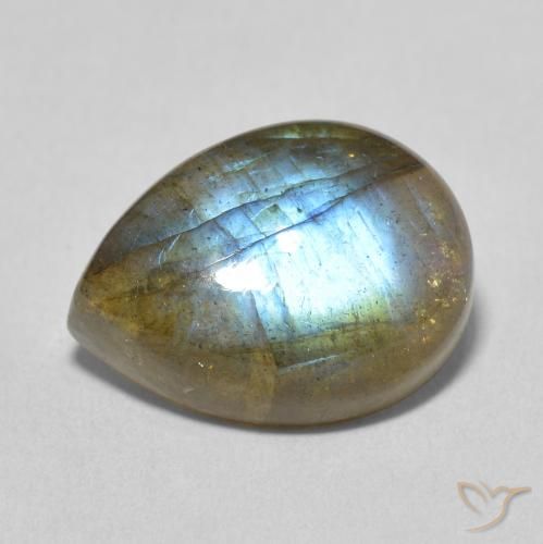 9.82ct Naturale Multicolore Labradorite, Forma a pera, Traslucido