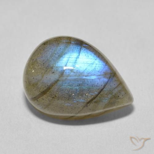 9.47ct Naturale Multicolore Labradorite, Forma a pera, Traslucido