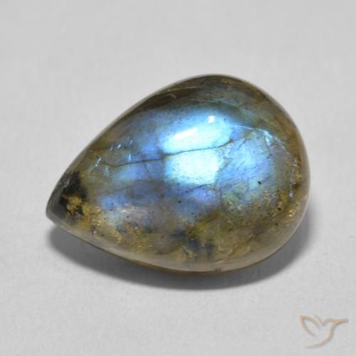 9.44ct Naturale Multicolore Labradorite, Forma a pera, Traslucido