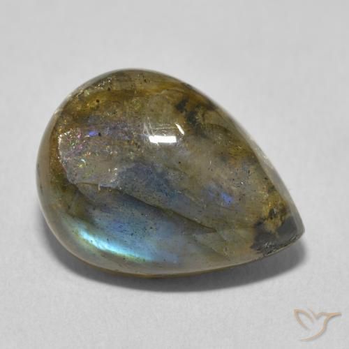 Labradorite Multicolore naturale da 9.44 ct, Forma a pera, Traslucido