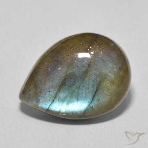 7.27ct Naturale Multicolore Labradorite, Forma a pera, Traslucido