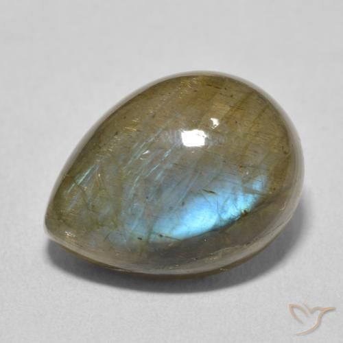 10.63ct Naturale Multicolore Labradorite, Forma a pera, Traslucido