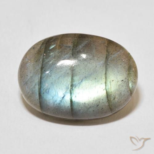 13.81ct Naturale Multicolore Labradorite, Ovale, Traslucido