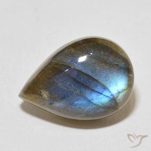 11.31ct Naturale Multicolore Labradorite, Forma a pera, Traslucido