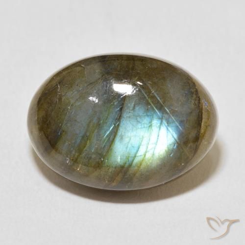 12.94ct Naturale Multicolore Labradorite, Ovale, Traslucido