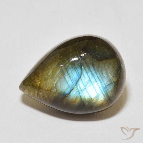 12.51ct Naturale Multicolore Labradorite, Forma a pera, Traslucido
