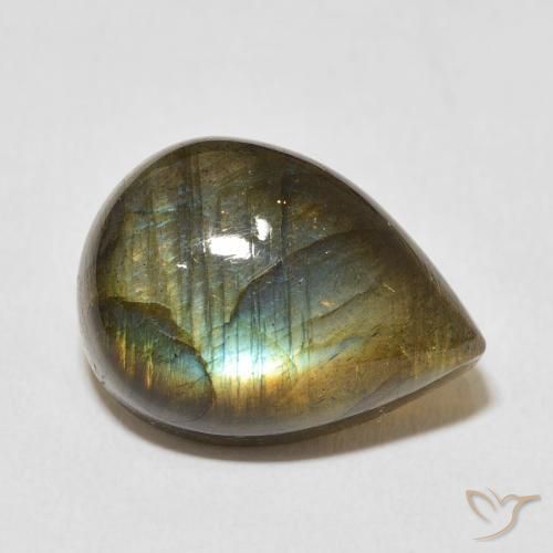 Labradorite Multicolore naturale da 12.51 ct, Forma a pera, Traslucido