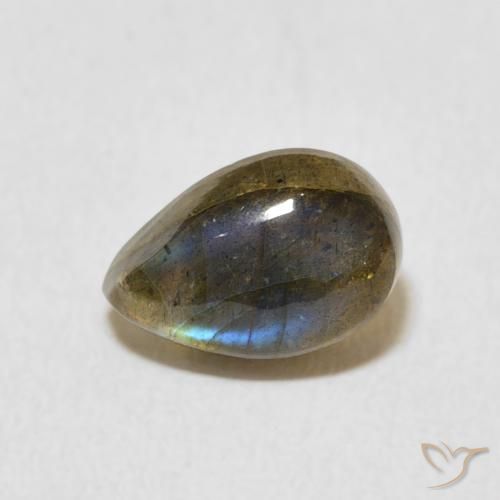 1.66ct Naturale Multicolore Labradorite, Forma a pera, Traslucido