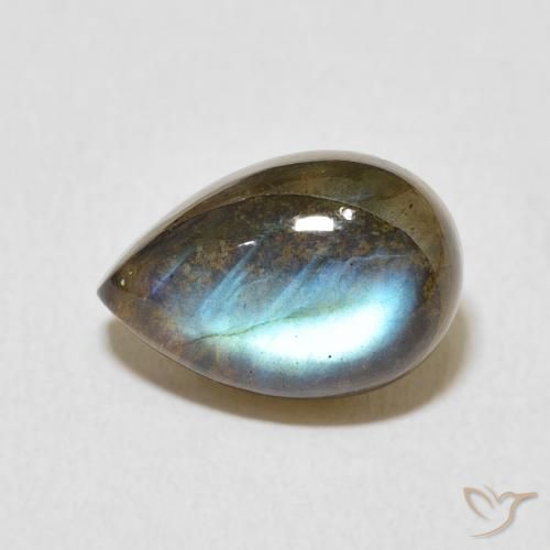 4.07ct Naturale Multicolore Labradorite, Forma a pera, Traslucido