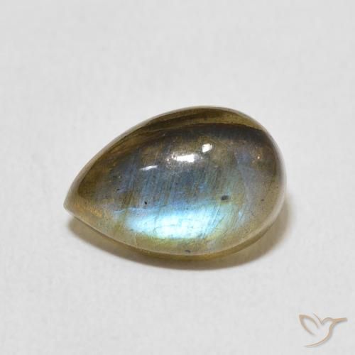3.43ct Naturale Multicolore Labradorite, Forma a pera, Traslucido