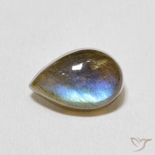 3.49ct Naturale Multicolore Labradorite, Forma a pera, Traslucido