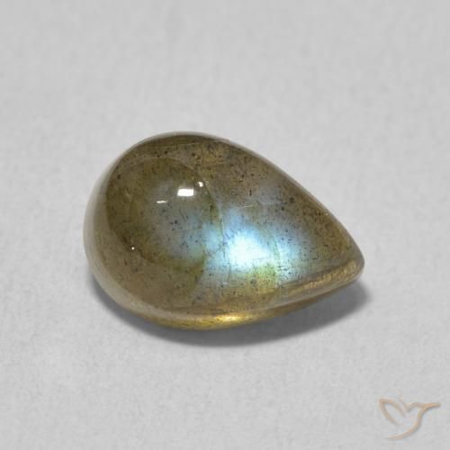2.43ct Naturale Multicolore Labradorite, Forma a pera, Traslucido