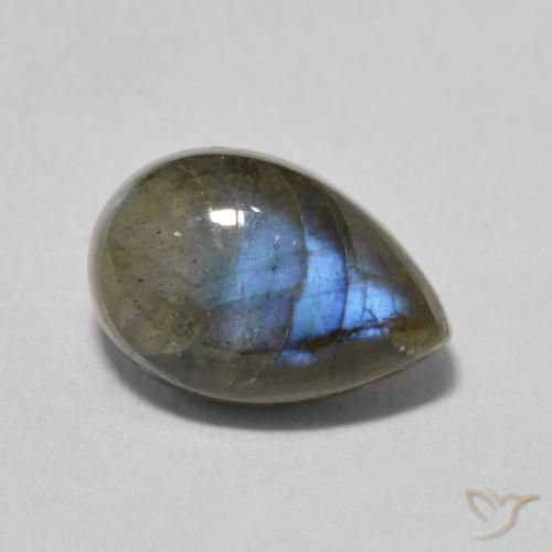 4.10ct Naturale Multicolore Labradorite, Forma a pera, Traslucido