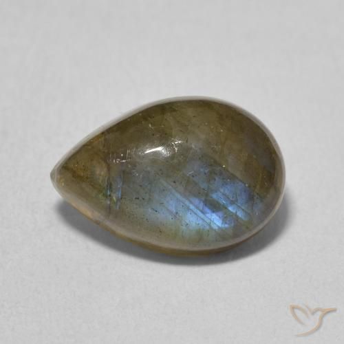 3.60ct Naturale Multicolore Labradorite, Forma a pera, Traslucido
