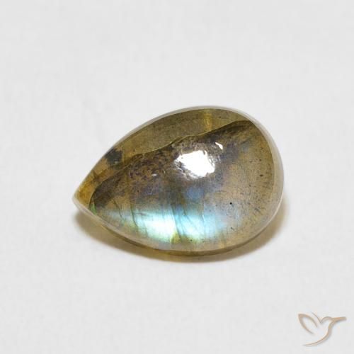 2.17ct Naturale Multicolore Labradorite, Forma a pera, Traslucido